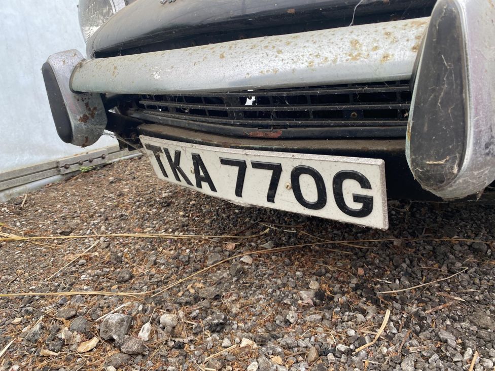 Barn find 1969 triumph Spitfire mk3 for restoration. Photograph